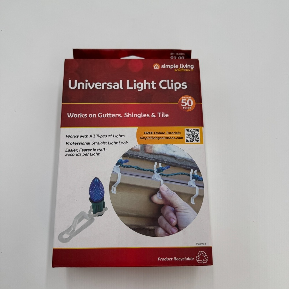 Universal Christmas‎ Light Clips 50ct Outdoor Gutter Shingle Mount NEW